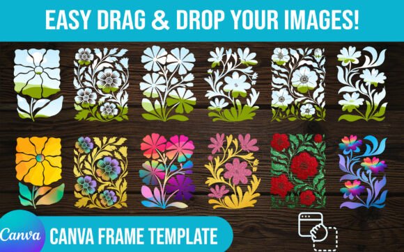 Abstract Flower Canva Frame Bundle: A Creative Toolkit