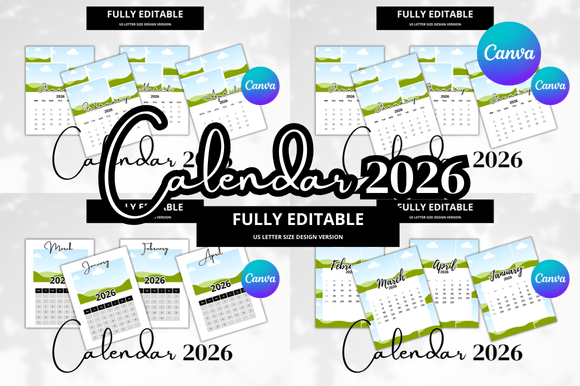 Design Your Year: The 2026 Calendar Photo Editable Bundle