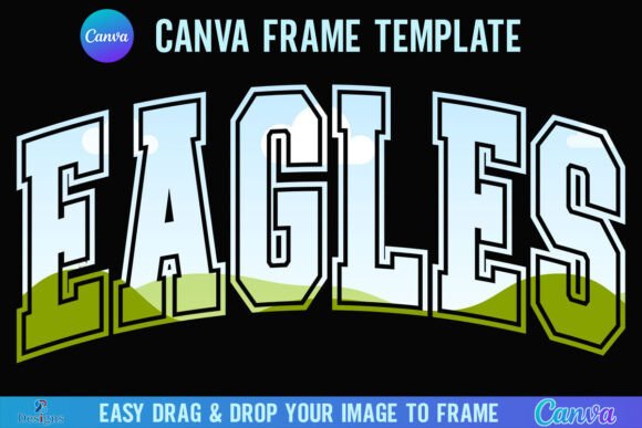 Eagles Canva Frame Varsity Sport Mascot: Dynamic School Spirit Design
