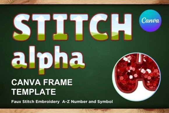 Faux Embroidery Canva Frame Letters_21: Craft Your Digital Stitch